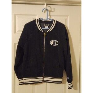 Champion LIFE Women Size Large Sherpa Fleeced Full Zip Black And White Jacket